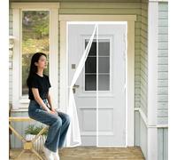 Magnetic Door Curtain 88 x 238 cm Keep Fly Bug Out Anti-Tearing Mosquito Door Net Anti Mosquito Mesh Fly Curtain No-Drill Easy Installation for Cellar, Balcony, Terrace, White