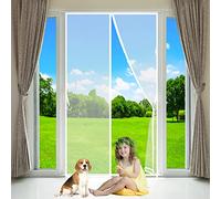 Magnetic Door Curtain Automatic Fly Insect Screen Door, 145x205cm, No Gap Screen Bug Mesh Curtain Fly Screens, with Magnets & Bottom Weight bar, White, Customizable