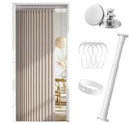 Magnetic Door Curtain with Blackout, Easy Assembly, with Telescopic Rod & Magnetic Closure, Suitable for Thermal Curtain, Folding Door, Cupboard Curtain, Room Divider and Kitchen Door (Cream White)