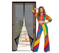 Magnetic Door Curtains Fly Screen 109 x 199 cm Self Sealing Door Fly Screen Keep Bugs Out Lets Fresh Air in for Living Room, Bedroom, Patio, Black