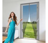 Magnetic Door Curtains Fly Screen 67 x 270 cm Automatically Closes Magic Paste Curtains Keep Bugs Out Lets Fresh Air Suitable for Patio Room Balcony Bedroom, Grey