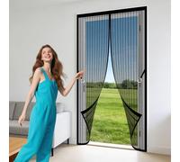 Magnetic Door Curtains Fly Screen 71 x 293 cm Automatically Closes Magic Paste Curtains Keep Bugs Out Lets Fresh Air Suitable for Patio Room Balcony Bedroom, Black