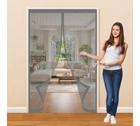 Magnetic Door Curtains Fly Screen 77 x 204 cm with Powerful Magnets & Full Frame Magic Tape, Keep Bugs Out & Lets Fresh Air in Magnetic Fly Screen Doors for Patio Doors Bedroom, Grey