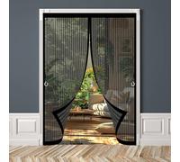Magnetic Door Curtains Fly Screen 87 x 206 cm with Powerful Magnets & Full Frame Magic Tape No Gap, Lets Fresh Air in, Keep Bugs Out Heavy Duty Fly Curtains for Patio Doors Balcony, Black