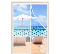 Magnetic Door Curtains Fly Screen White 90x220cm Hands Free Instant Mesh Mosquito & Bug Net Curtain Keep Open with Hook&Loop Straps Easy to Install for Kitchen Balcony Living Room Cellar Patio