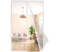 Magnetic Door Fly Insect Screen Curtain, 175x210 cm Adjustable Magnetic Flyscreen Net with Magnetic Block Closure, Easy Installation for All Doors, Bug Free Net for Innovative, White