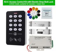 Magnetic Door Lock, Door Access Control System Kit RFID Access Control Keypad Power Supply Electric Magnetic Lock Bolt Strike Locks 10pcs Keys for Commercial, Residential etc.(Kit4)
