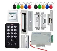 Magnetic Door Lock, Door Access Control System Kit RFID Keypad Power Supply Electric 180KG Magnetic Lock Strike Door Locks For Home Safe(Kit1)