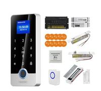Magnetic Door Lock Door Lock Access Control System Kits with 1.77In Screen Bluetooth Keyboard Fingerprint RFID IC Card Reader Metal Keypad(Kit 4)