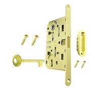 Magnetic Door Lock POLARIS AGB with Front 18x196 mm. (INTER. 90 ENTR. 50, KEY HOLE, BRASSED)