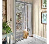 Magnetic Door Screen 100 x 190 cm Keeping Out Flies & Bug, Keep Fresh Air in Heavy Duty Bug Mesh Curtain Hundreds of Sizes for Bedroom/Balcony/Kitchen, Etc., Grey