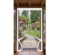 Magnetic Door Screen 100 x 198 cm Frame Hook & Loop Hundreds of Sizes Fly Insect Screen Door Keep Bugs Out & Lets Fresh Air in Easy to Install Without Drilling, White