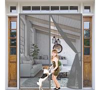 Magnetic Door Screen 100 x 210 cm, Magnetic Insect Curtain, Anti-Mosquito Mesh, Heavy Duty Magnets for Patio Door, Sliding Door, Double Door, French Door, Grey