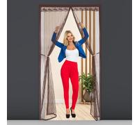 Magnetic Door Screen 100x200cm Heavy Duty Mesh, Self Sealing, Frame Hook & Loop, Fly Screens for Doors Magnetic Keep Insects Out, with Lace, Fly Screen Door for Interior Sliding Door Patio, Brown