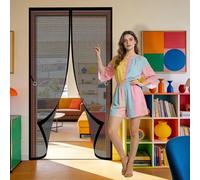 Magnetic Door Screen 101 x 221 cm Powerful Magnets Fly Bug Mosquito Mesh Curtain with Powerful Magnets Full Frame Magic Tape for Living Room, Bedroom, Patio, Black