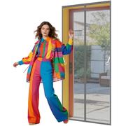 Magnetic Door Screen 101 x 253 cm Auto Close Insect Curtain Anti Mosquito Mesh Curtain Keep Bugs Out Lets Fresh Air for Living Room, Bedroom, Patio, Grey