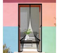 Magnetic Door Screen 110 x 270 cm No Tools Installation Anti Mosquito Mesh Curtain with Powerful Magnets Keep Fresh Air in Bugs Out for Living Room, Bedroom, Patio, Black