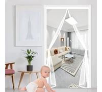 Magnetic Door Screen 112 x 165 cm Automatically Closes, Keep Bugs Out, Without Drilling, Easy to Install, Fly Door Screen Mesh for Patio/Balcony, White