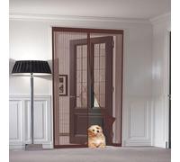 Magnetic Door Screen 115 x 205 cm Fly Nets for Doors Keeping Bug Out Hundreds of Sizes Kid and Pet Friendly Fly Nets for Living Room, Bedroom, Brown