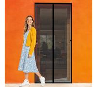 Magnetic Door Screen 115 x 214 cm Self Sealing Door Fly Screen Keeps Bugs Out for Balcony Room, Bedroom, Kitchen, Children's Room, Single Sliding Room., Black
