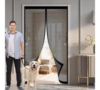 Magnetic Door Screen 117 x 216 cm Automatically Closes, Keep Bugs Out, Without Drilling, Easy to Install, Door Insect Mesh, Mesh Doors for Double/French Doors, Black