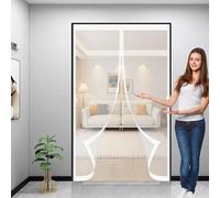 Magnetic Door Screen 117 x 275 cm Automatically Closes, Keep Bugs Out, Without Drilling, Easy to Install, Anti Mosquito Mesh Doors for Double Door/French Doors, White