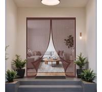 Magnetic Door Screen 120 x 223 cm Keeping Out Flies & Bug, Keep Fresh Air in Heavy Duty Bug Mesh Curtain Kid and Pet Friendly for Double Doors, French Doors, Etc., Brown
