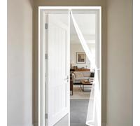 Magnetic Door Screen 120 x 242 cm Magnetic Flying Insect Door with Powerful Magnets and Full Frame Hook&Loop, No Gap, Keep Bugs Out Lets Fresh Air in, Kid and Pet Friendly, White