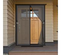 Magnetic Door Screen 124 x 120 cm Keep Bugs Out Lets Fresh Air in Door Fly Screen Curtain with Powerful Magnets and Full Frame Magic Tape Suitable for Balcony Bedroom, Black