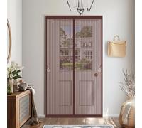 Magnetic Door Screen 126 x 242 cm Keeping Out Flies & Bug, Keep Fresh Air in Heavy Duty Bug Mesh Curtain Easy to Install Without Drilling for Basement Door, Balcony, Brown