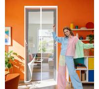 Magnetic Door Screen 127 x 260 cm Hands Free Closing Fly Screen Curtain Keep Bugs Out Lets Fresh Air Suitable for Balcony, Terrace, Cellar, Bedroom and Sliding Room, White