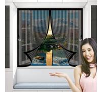 Magnetic Door Screen 130 x 185 cm Anti Mosquito, Keep Fresh Air in, Portable, Foldable, Custom Sizes, Fly Screens for Windows Magnetic for Patio Door/Balcony, Black