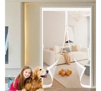 Magnetic Door Screen 130 x 206 cm Automatically Closes, Keep Bugs Out, Without Drilling, Easy to Install, Mosquito Net Door, Fly Screen for Patio/Balcony, White