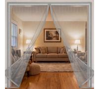 Magnetic Door Screen 130 x 242 cm Full Frame Magic Tape Kid and Pet Friendly Fly Nets for Doors with Powerful Magnets Keeps Bugs Out Easy to Install Without Drilling, Grey