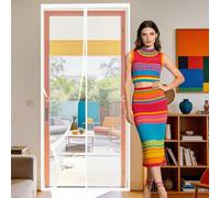 Magnetic Door Screen 131 x 278 cm Self Sealing Net Curtains for Insects Bugs Keeps Flies Mosquitoes Out for Living Room, Bedroom, Patio, White