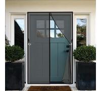 Magnetic Door Screen 144 x 100 cm Automatically Closes Keeps Bugs Patio Curtain Insect Mesh No Tools Installation, with Stay Open Buckles Suitable for Balcony Bedroom, Black