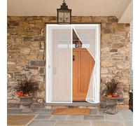 Magnetic Door Screen 144 x 100 cm Keep Bugs Out Lets Fresh Air in Door Curtain Nets No Tools Installation, with Stay Open Buckles for Living Room, Bedroom, Patio, White