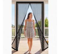 Magnetic Door Screen 149 x 294 cm Full Frame Magic Tape Kid and Pet Friendly Fly Curtains with Powerful Magnets Keeps Bugs Out Easy to Install Without Drilling, Black