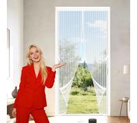 Magnetic Door Screen 166 x 238 cm Powerful Magnets that Snap Shut Automatically Mosquito Screen Door Hands Free Auto Closing for Living Room, Bedroom, Patio, White