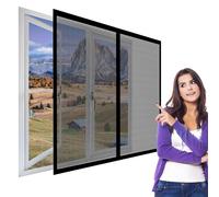 Magnetic Door Screen 176 x 205 cm Fly Screen for Window with Tape and Closing Magnets Without Drilling Fits Any Size Insect Mesh Mosquito Net for Window, Black