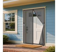 Magnetic Door Screen 180 x 160 cm Self Sealing, Hands Free, Durable Patio Curtain Insect Mesh No Tools Installation, with Stay Open Buckles for Living Room, Bedroom, Patio, Black