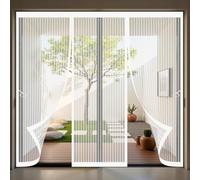 Magnetic Door Screen 181 x 292 cm Keeping Out Flies & Bug, Keep Fresh Air in Heavy Duty Bug Mesh Curtain Kid and Pet Friendly for Living Room, Bedroom, White