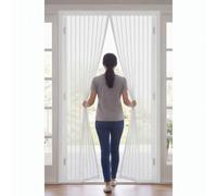 Magnetic Door Screen 190 x 180 cm Full Frame Magic Tape Kid and Pet Friendly Fly Curtains Keep Bugs Out & Lets Fresh Air in No Drill Installation Automatically Closes, White