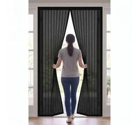 Magnetic Door Screen 196 x 184 cm Full Frame Magic Tape Kid and Pet Friendly Fly Curtains Keep Bugs Out & Lets Fresh Air in No Drill Installation Automatically Closes, Black