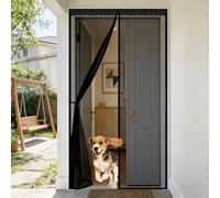Magnetic Door Screen 200 x 270 cm Anti Mosquito Mesh Curtain with Powerful Magnets and Full Frame Hook&Loop, No Gap, Keep Bugs Out Lets Fresh Air in, Kid and Pet Friendly, Black