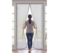 Magnetic Door Screen 206 x 164 cm Full Frame Magic Tape Kid and Pet Friendly Fly Curtains Keep Bugs Out & Lets Fresh Air in No Drill Installation Automatically Closes, Grey