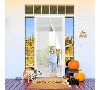 Magnetic Door Screen, 240 x 240 cm Portable Screen Door with Heavy Duty Mesh Curtain Keep Insects Out Mesh Curtain, for Balcony Doors Patio Doors【White】