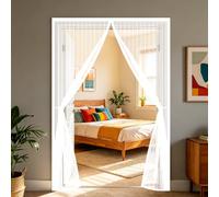 Magnetic Door Screen 250 x 200 cm Anti Mosquito Mesh Curtain with Powerful Magnets and Full Frame Hook&Loop, No Gap, Keep Bugs Out Lets Fresh Air in, Kid and Pet Friendly, White