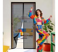Magnetic Door Screen 60 x 270 cm No Drill Installation Insect Mesh Keep Bugs Out Lets Fresh Air in Suitable for Balcony, Terrace, Cellar, Bedroom and Sliding Room, Black