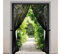 Magnetic Door Screen 75 x 305 cm Frame Hook & Loop Hundreds of Sizes Fly Nets for Doors with Powerful Magnets Keeps Bugs Out No Drill Installation Automatically Closes, Black